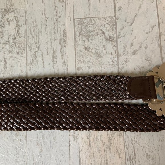 Brown Woven Belt with Turquoise Stone Accent - Picture 8 of 9